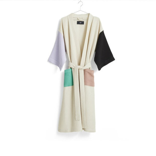 Waffle badekåbe - Off-white multi